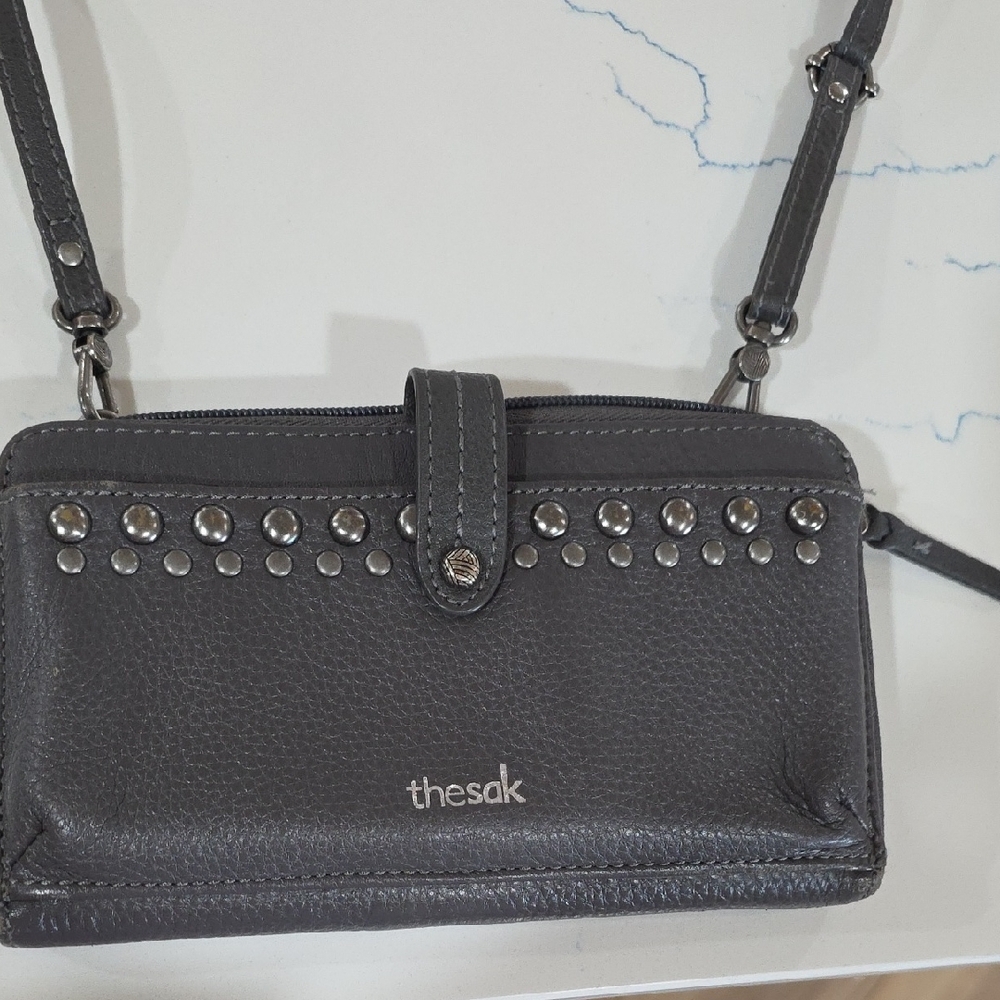 The Sak Dark Gray Studded Crossbody Bag